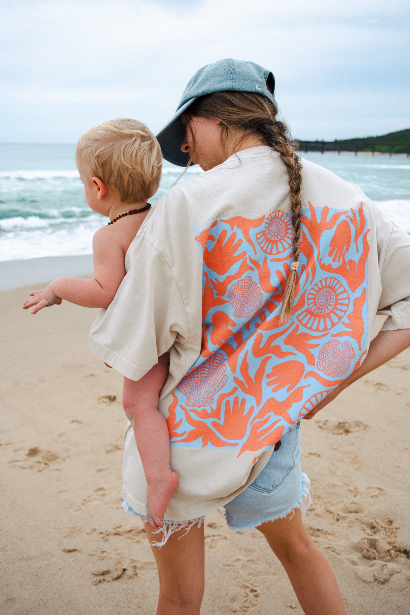 Handprints Shell Style Tee - Orange/Blue