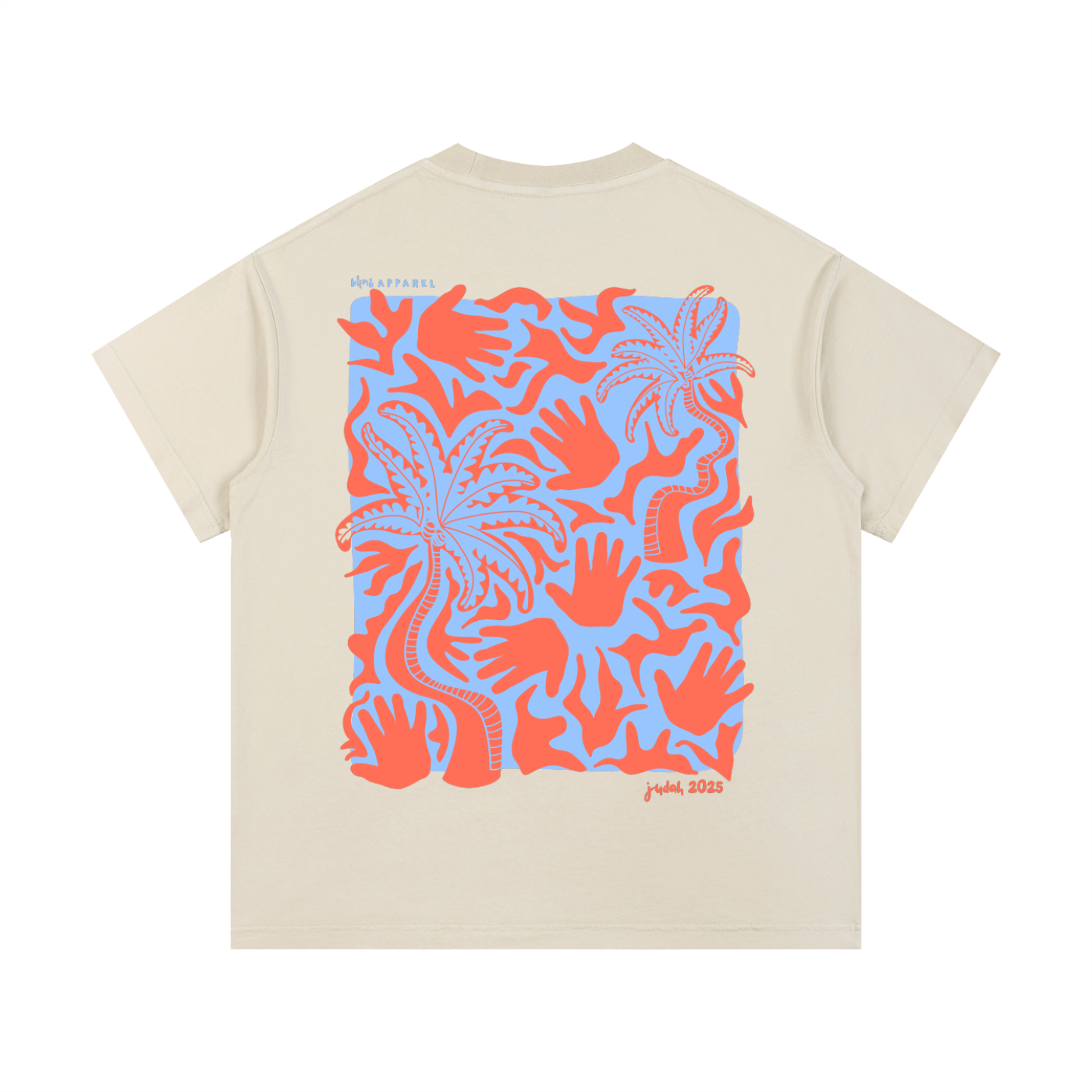 Handprints Palms Style Tee - Orange/Blue