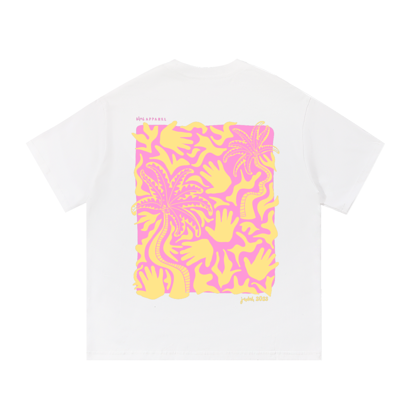Handprints Palms Style Tee - Pink/Yellow