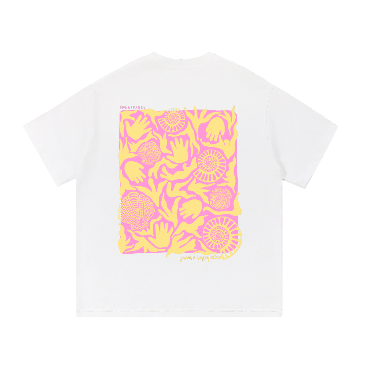 Handprints Shell Style Tee - Pink/Yellow